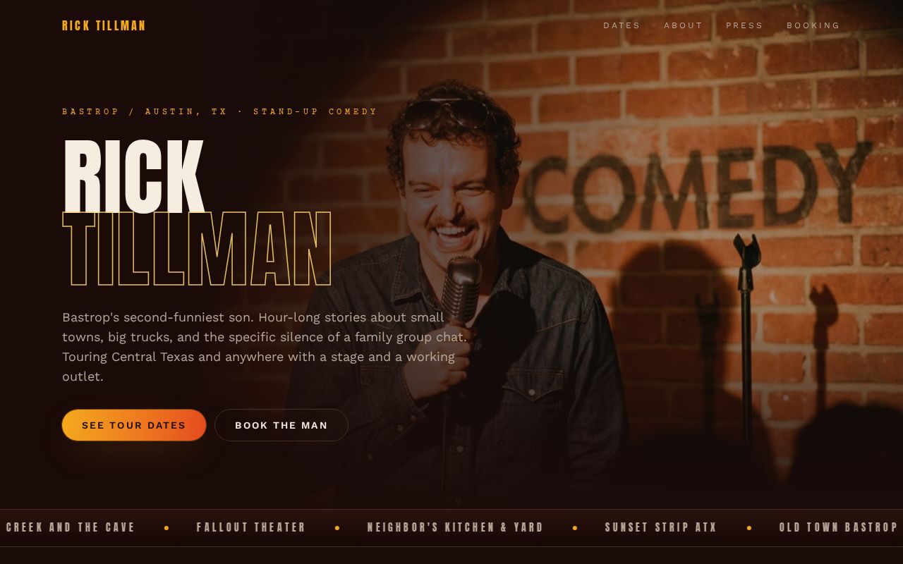 Rick Tillman entertainer and comedy website designed by RGV Websites